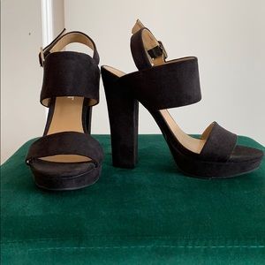 Report Platform Heels in Black Suede